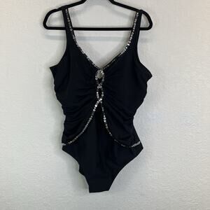 Fantasizer Suit Black Embellished Swimsuit Size 16D summer, beach, pool, swim